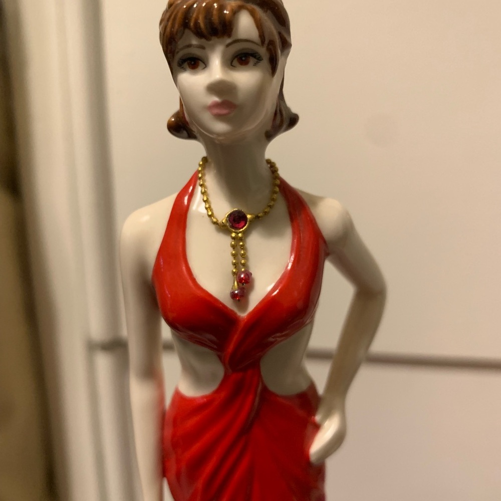 Coalport birthstone figurine representing July and the Ruby gemstone